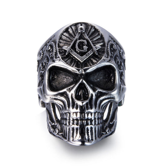 Freemason Silver Skull Ring