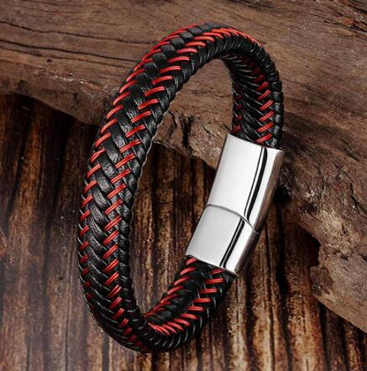 Red Leather Rope Braided Bracelet