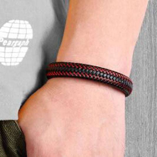 Red Leather Rope Braided Bracelet